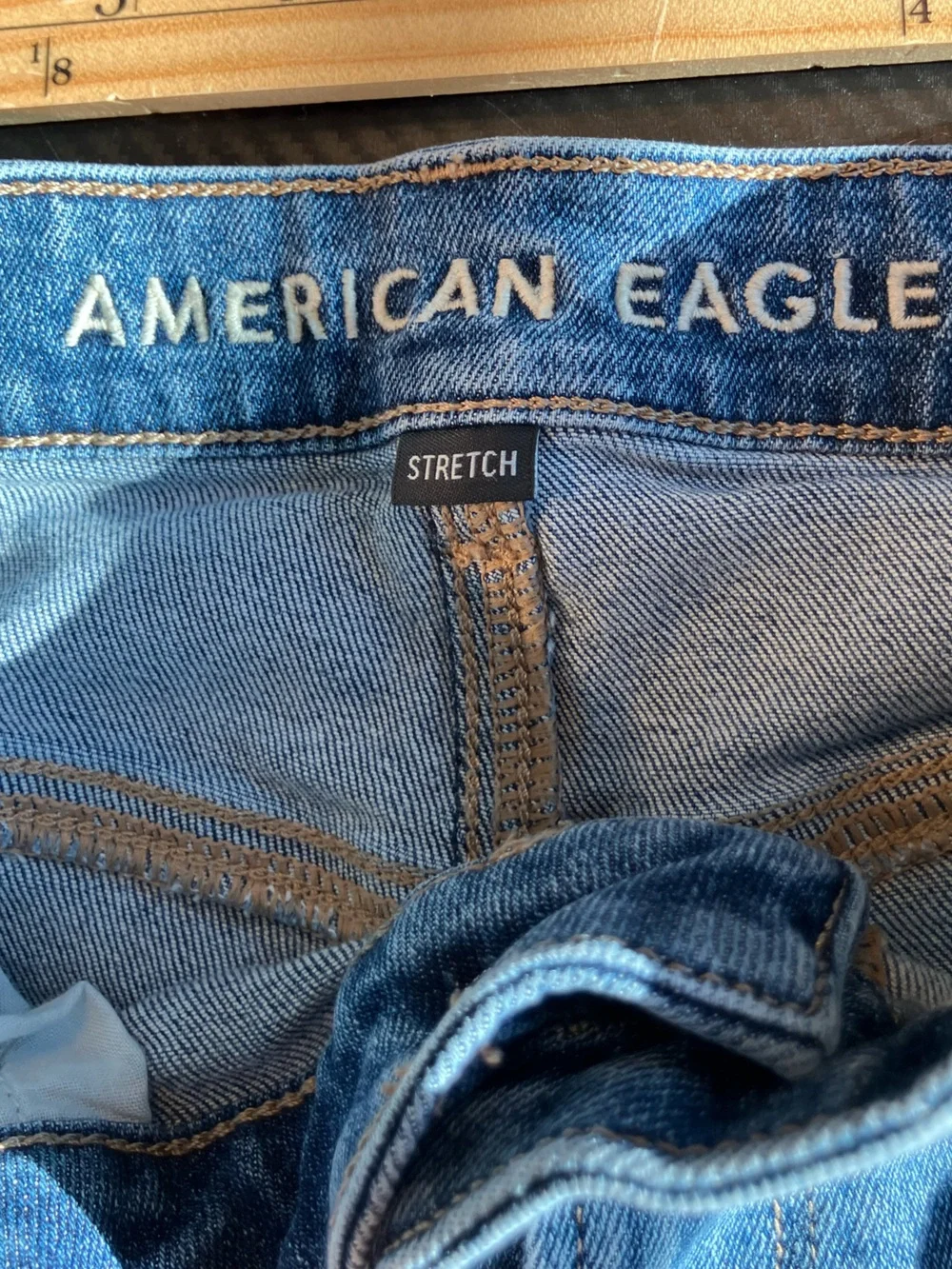 American Eagle Outfitters Mid-Rise Straight Leg Denim Jeans - Medium Blue